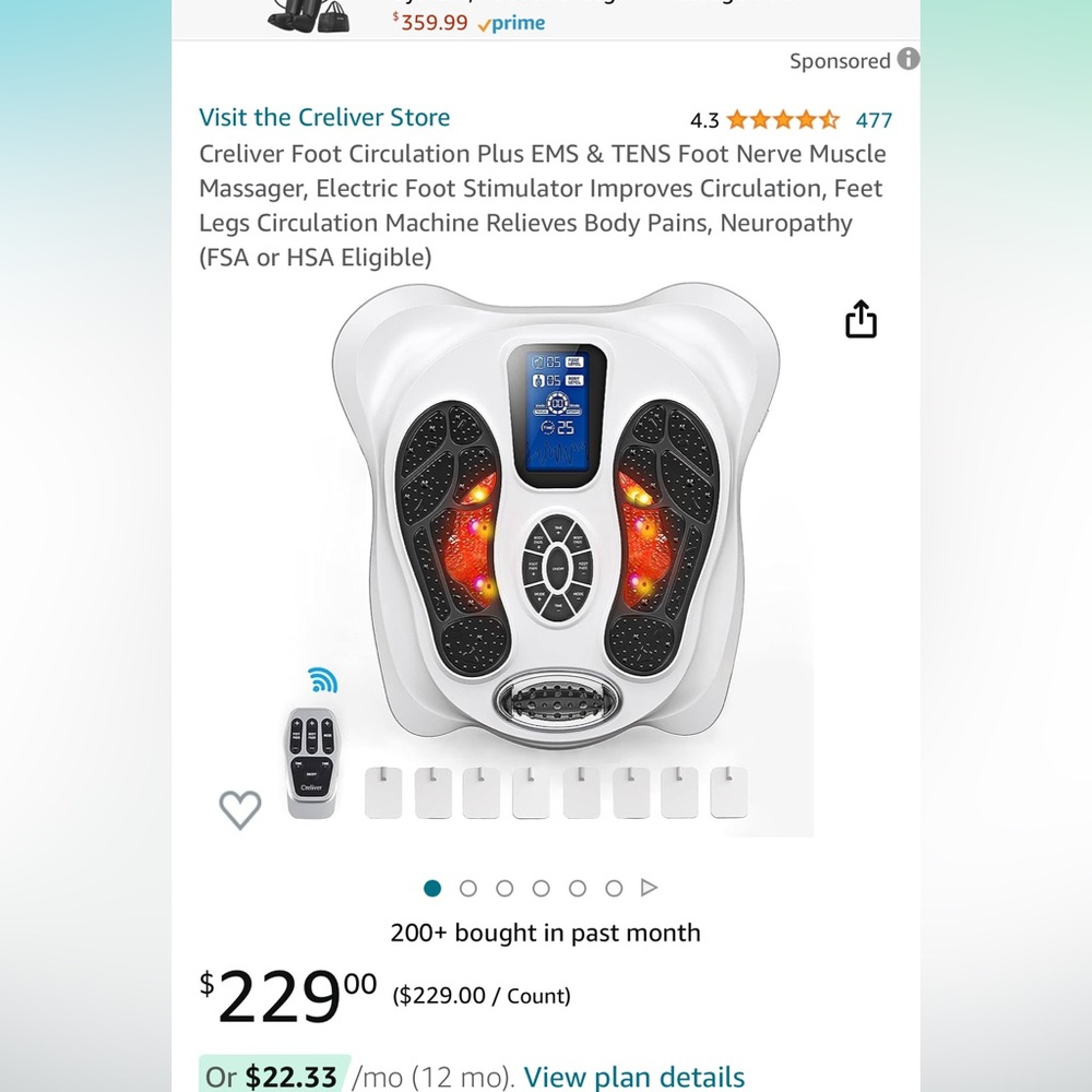 Creliver Foot Circulation Plus EMS & TENS Electric Foot Stimulator